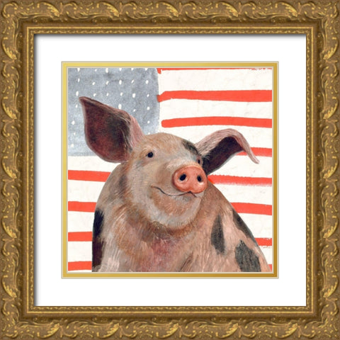 Patriotic Farm IV Gold Ornate Wood Framed Art Print with Double Matting by Borges, Victoria