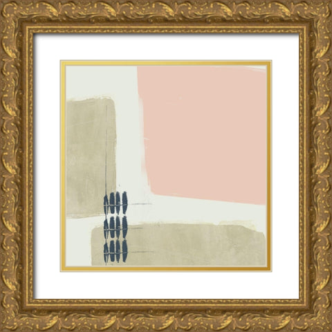 Monotype Abstraction I Gold Ornate Wood Framed Art Print with Double Matting by Goldberger, Jennifer