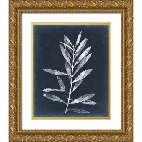 Midnight Leaves I Gold Ornate Wood Framed Art Print with Double Matting by Meagher, Megan
