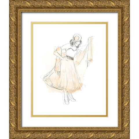 Blush and Grey Fashion I Gold Ornate Wood Framed Art Print with Double Matting by Vess, June Erica