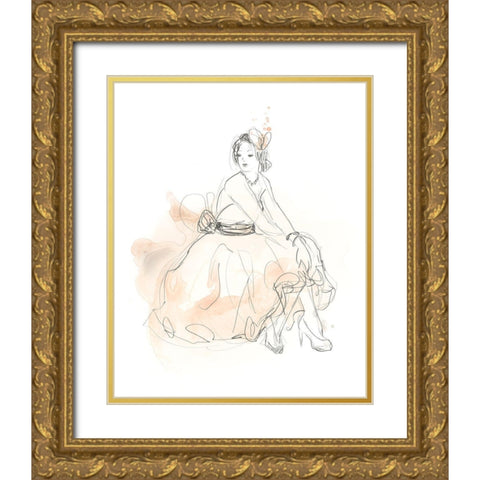 Blush and Grey Fashion II Gold Ornate Wood Framed Art Print with Double Matting by Vess, June Erica