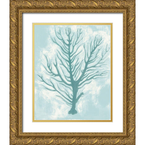 Living Teal I Gold Ornate Wood Framed Art Print with Double Matting by Popp, Grace