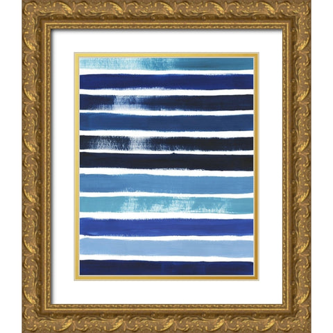 Cobalt Strokes II Gold Ornate Wood Framed Art Print with Double Matting by Popp, Grace