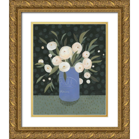 Mason Jar Bouquet I Gold Ornate Wood Framed Art Print with Double Matting by Scarvey, Emma