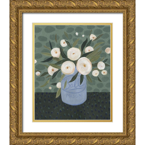 Mason Jar Bouquet III Gold Ornate Wood Framed Art Print with Double Matting by Scarvey, Emma