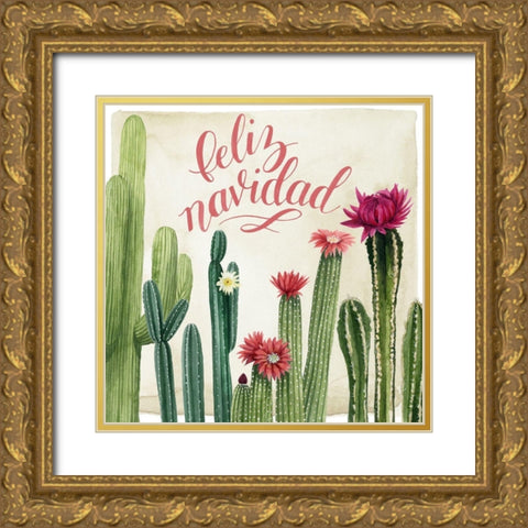 Christmas Cactus I Gold Ornate Wood Framed Art Print with Double Matting by Popp, Grace