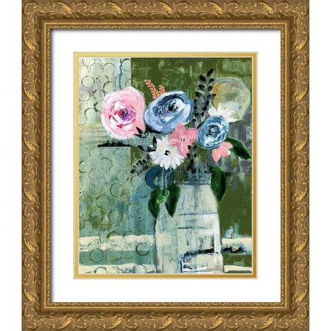Modern Floral Circle Gold Ornate Wood Framed Art Print with Double Matting by Daavettila, Tara