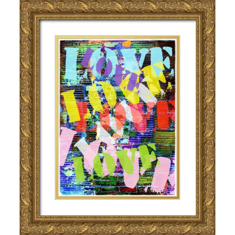Graffiti Love I Gold Ornate Wood Framed Art Print with Double Matting by Nall, Skip