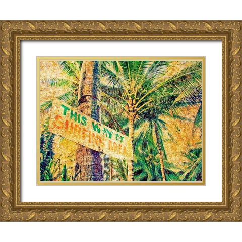 Grunge Beach I Gold Ornate Wood Framed Art Print with Double Matting by Nall, Skip
