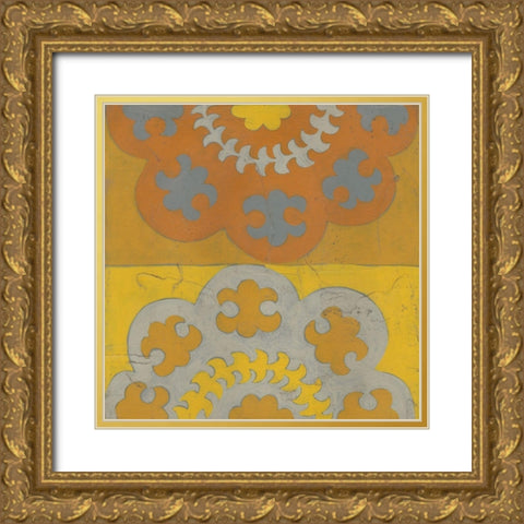Suzani Shift III Gold Ornate Wood Framed Art Print with Double Matting by Zarris, Chariklia