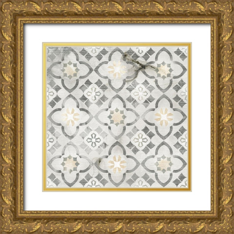 Marble Tile Design IV Gold Ornate Wood Framed Art Print with Double Matting by Vess, June Erica
