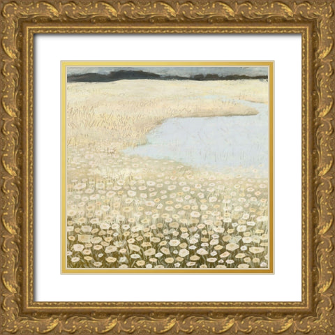 Flaxen Field I Gold Ornate Wood Framed Art Print with Double Matting by Borges, Victoria