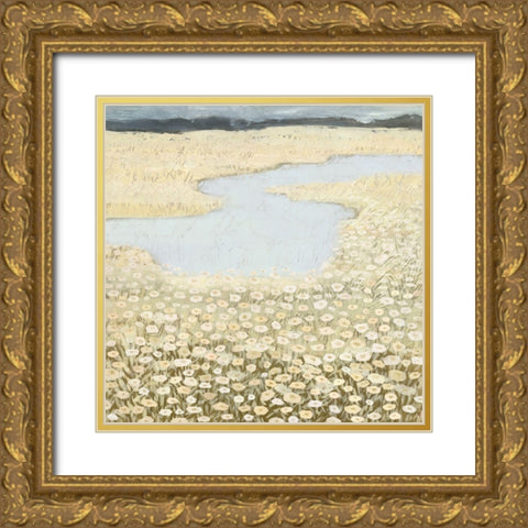 Flaxen Field II Gold Ornate Wood Framed Art Print with Double Matting by Borges, Victoria