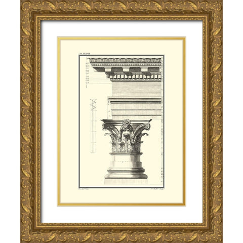 B and W Column and Cornice I Gold Ornate Wood Framed Art Print with Double Matting by Borra, Giovanni