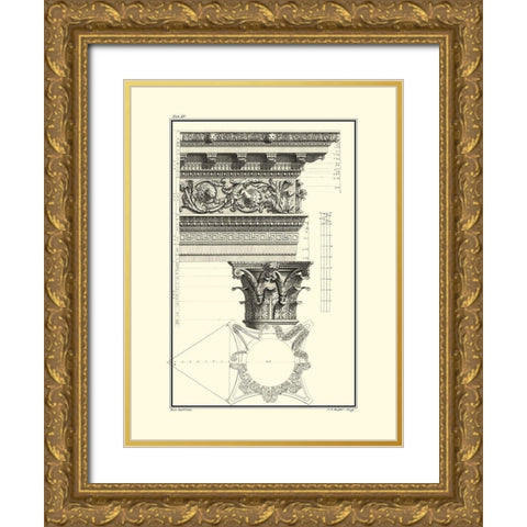 B and W Column and Cornice II Gold Ornate Wood Framed Art Print with Double Matting by Borra, Giovanni