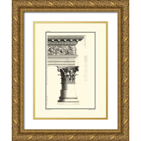 B and W Column and Cornice IV Gold Ornate Wood Framed Art Print with Double Matting by Borra, Giovanni
