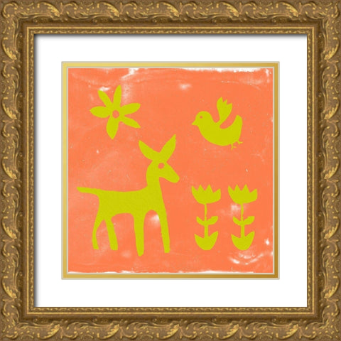 Otomi Tile III Gold Ornate Wood Framed Art Print with Double Matting by Studio W