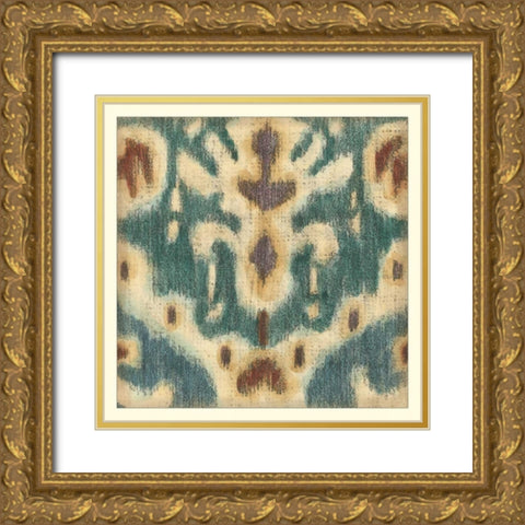 Ikat Motif IV Gold Ornate Wood Framed Art Print with Double Matting by Zarris, Chariklia