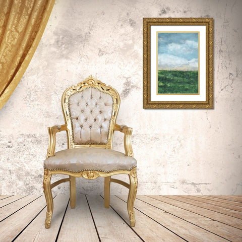 Verdant Fields I Gold Ornate Wood Framed Art Print with Double Matting by Chandler, Sharon