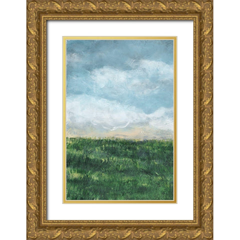Verdant Fields I Gold Ornate Wood Framed Art Print with Double Matting by Chandler, Sharon