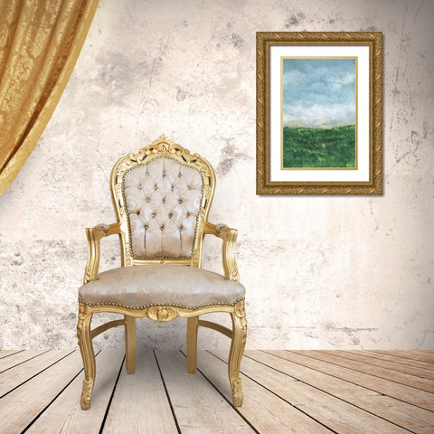 Verdant Fields II Gold Ornate Wood Framed Art Print with Double Matting by Chandler, Sharon