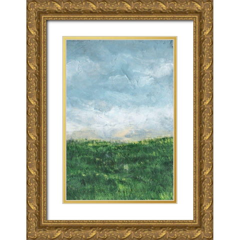 Verdant Fields II Gold Ornate Wood Framed Art Print with Double Matting by Chandler, Sharon