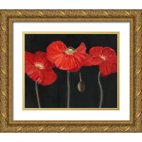 Poppy Trio I Gold Ornate Wood Framed Art Print with Double Matting by Iafrate, Sandra