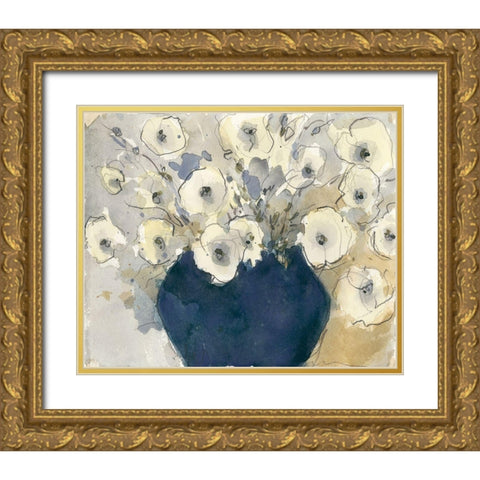 White Blossom Study II Gold Ornate Wood Framed Art Print with Double Matting by Dixon, Samuel