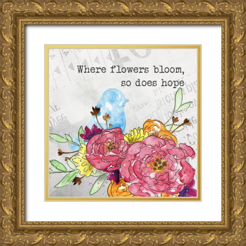 Bloom and Fly I Gold Ornate Wood Framed Art Print with Double Matting by McGuire, Catherine