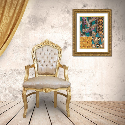 Decorative Butterflies I Gold Ornate Wood Framed Art Print with Double Matting by Seguy, Eugene