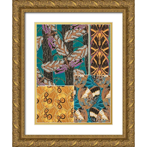 Decorative Butterflies I Gold Ornate Wood Framed Art Print with Double Matting by Seguy, Eugene