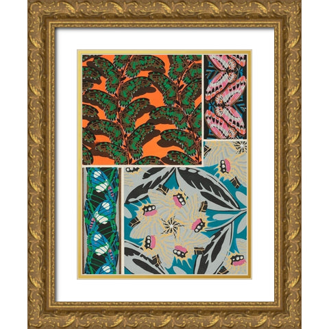 Decorative Butterflies II Gold Ornate Wood Framed Art Print with Double Matting by Seguy, Eugene