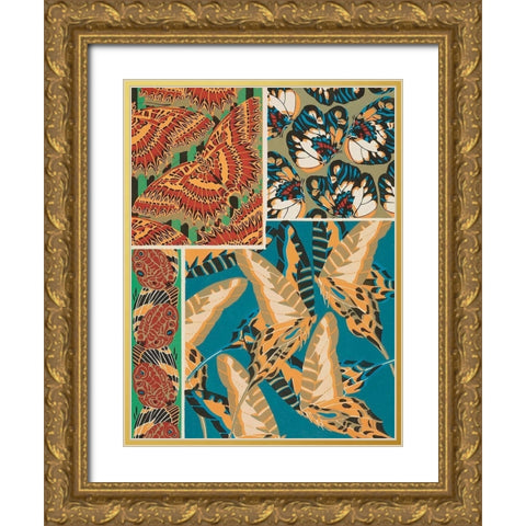 Decorative Butterflies IV Gold Ornate Wood Framed Art Print with Double Matting by Seguy, Eugene