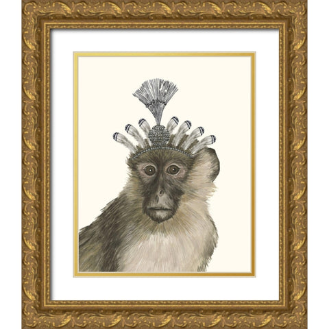 Majestic Monkey II Gold Ornate Wood Framed Art Print with Double Matting by Wang, Melissa