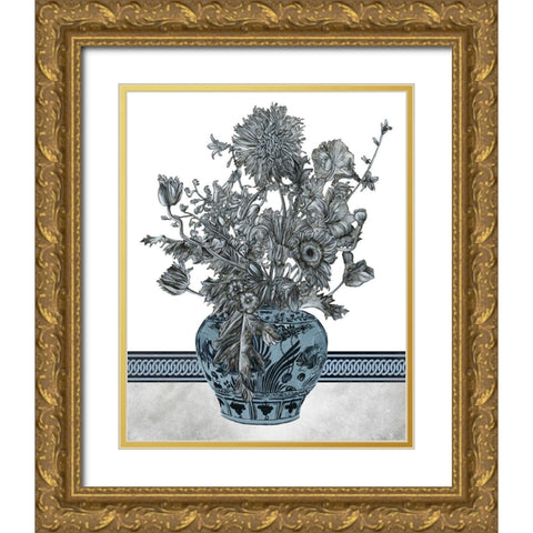Bouquet in China II Gold Ornate Wood Framed Art Print with Double Matting by Wang, Melissa