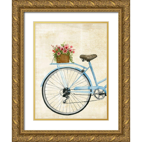 Courier Fleur I Gold Ornate Wood Framed Art Print with Double Matting by Popp, Grace