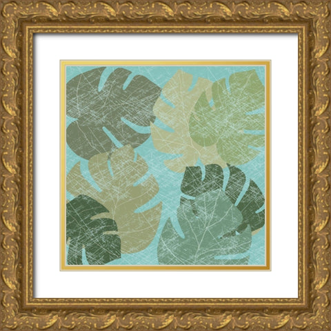 Faded Tropical Leaves II Gold Ornate Wood Framed Art Print with Double Matting by Reynolds, Jade