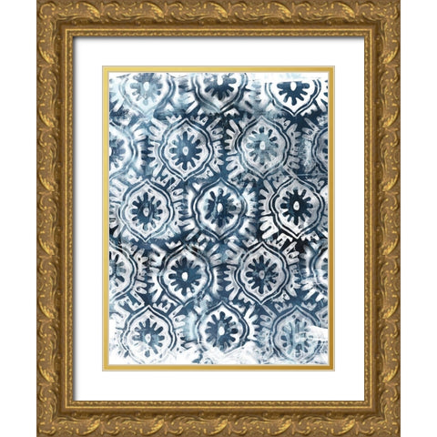 Indigo Extraction I Gold Ornate Wood Framed Art Print with Double Matting by Vess, June Erica