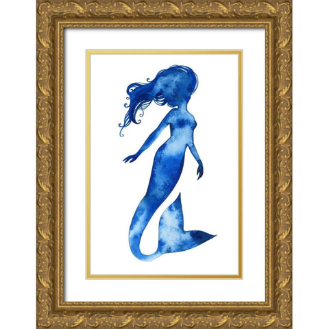 Blue Sirena II Gold Ornate Wood Framed Art Print with Double Matting by Popp, Grace