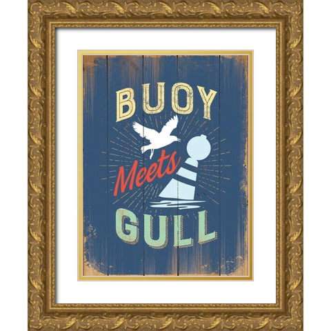 Punny Coastal IV Gold Ornate Wood Framed Art Print with Double Matting by Brando, J.J.
