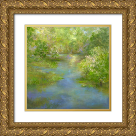 Spring Lake Reflections Gold Ornate Wood Framed Art Print with Double Matting by Finch, Sheila