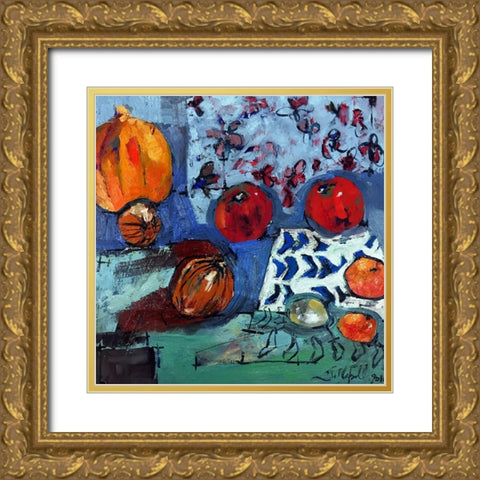 Apple Composition Gold Ornate Wood Framed Art Print with Double Matting by Ferrell, Erin McGee