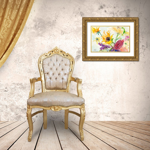 Bright Wild Flowers I Gold Ornate Wood Framed Art Print with Double Matting by Dixon, Samuel