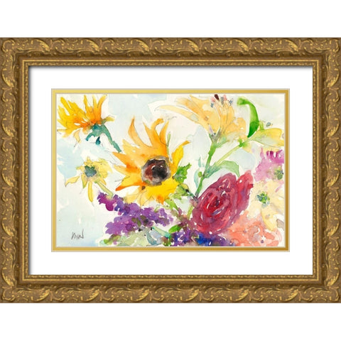 Bright Wild Flowers I Gold Ornate Wood Framed Art Print with Double Matting by Dixon, Samuel