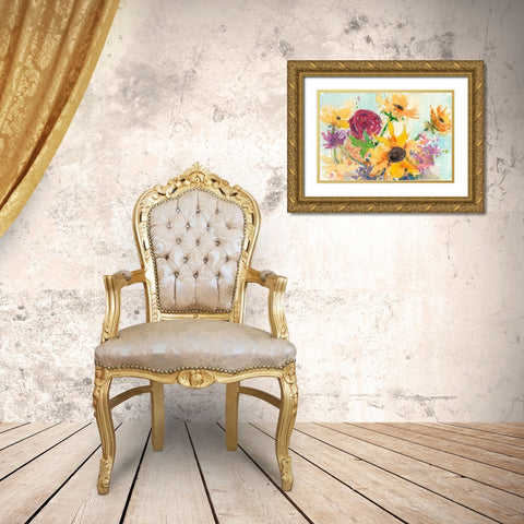 Bright Wild Flowers II Gold Ornate Wood Framed Art Print with Double Matting by Dixon, Samuel
