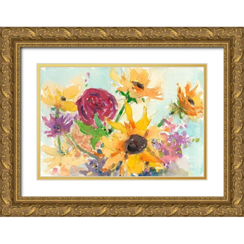 Bright Wild Flowers II Gold Ornate Wood Framed Art Print with Double Matting by Dixon, Samuel