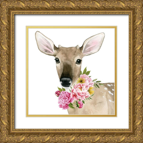 Deer Spring II Gold Ornate Wood Framed Art Print with Double Matting by Popp, Grace