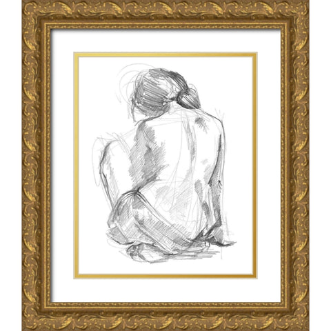 Sitting Pose I Gold Ornate Wood Framed Art Print with Double Matting by Parker, Jennifer Paxton