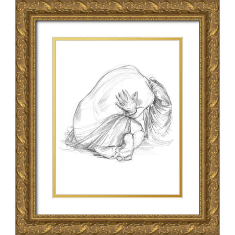 Sitting Pose III Gold Ornate Wood Framed Art Print with Double Matting by Parker, Jennifer Paxton