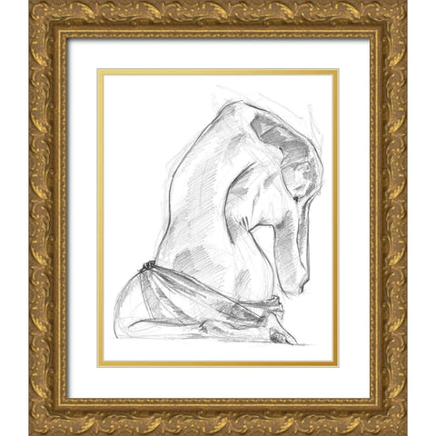 Sitting Pose IV Gold Ornate Wood Framed Art Print with Double Matting by Parker, Jennifer Paxton